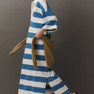 Anthropologie Blue and White Striped Oversized Dress